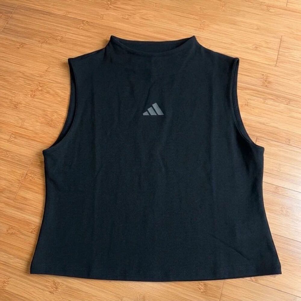Adidas Black Slim High Neck Sleeveless Tank Top Womens M